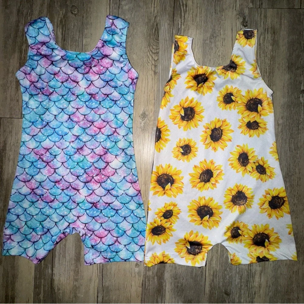 🎀3/$23🎀 Mermaid & Sunflower Dance/ Gymnastics Leotard Set